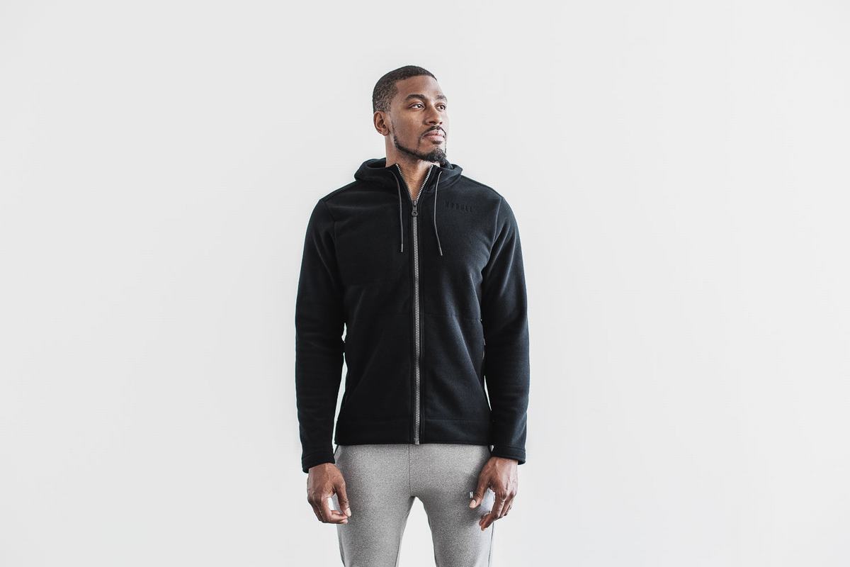 Nobull Arctic Zip-up Men\'s Jackets Black | Australia (IK9230)